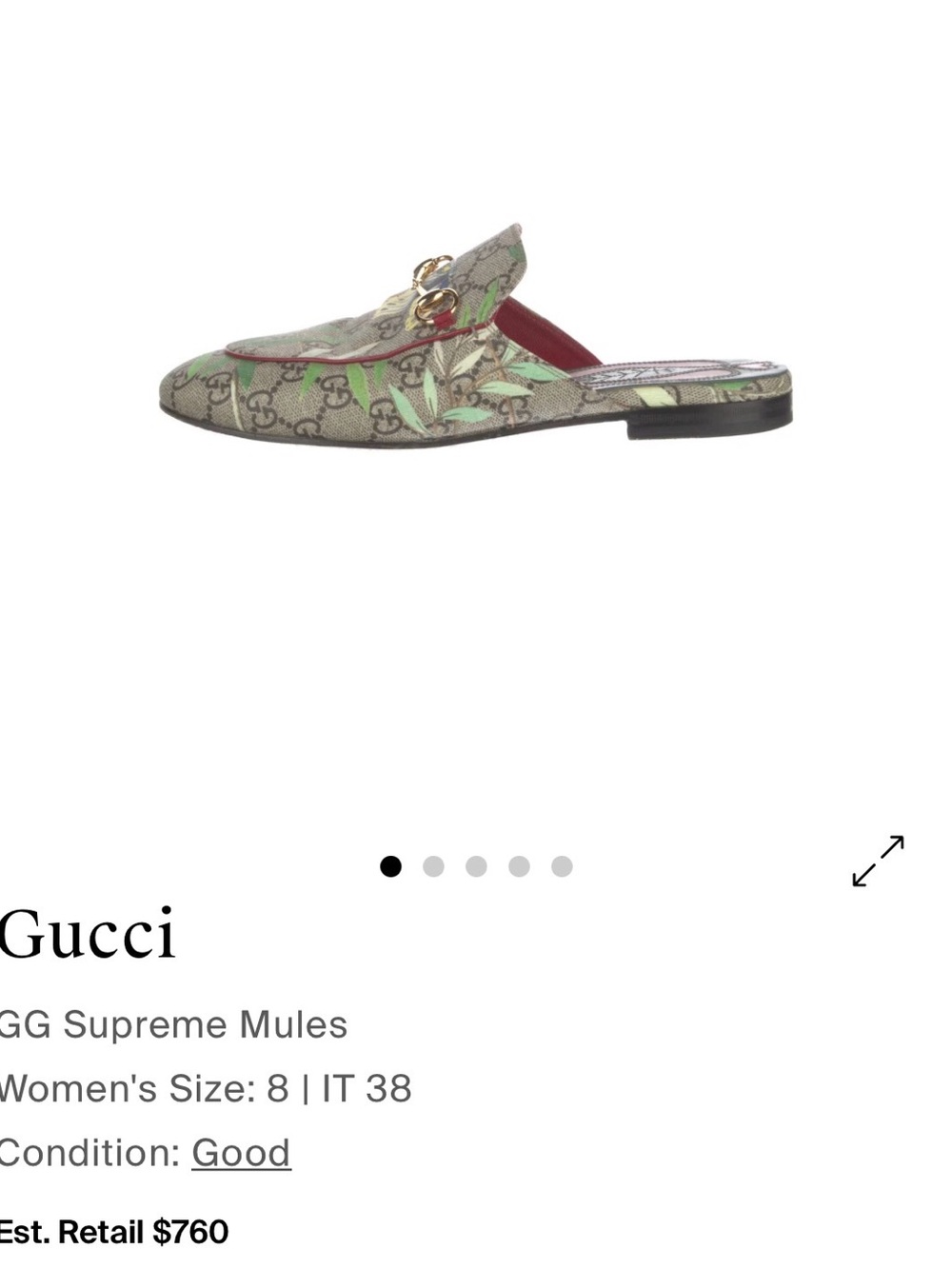 Gucci Floral GG Canvas Horsebit Mules in Beige, Green & Red